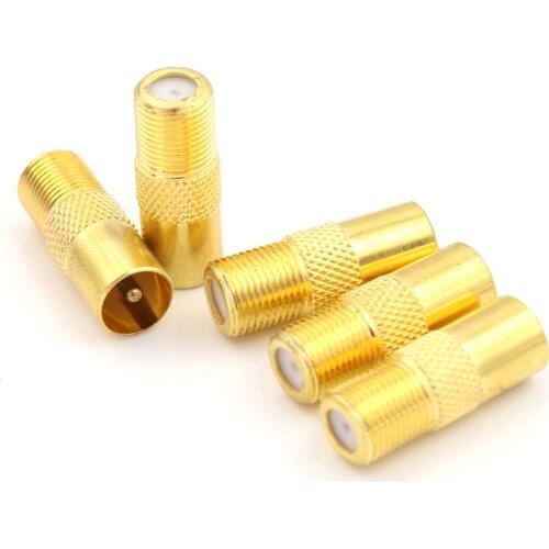 Promotion! 5PCS Coaxial Coax RF Adapter Connectors TV PAL Male Plug to "F" Female M/F
