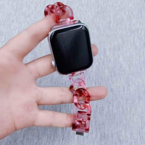 Chain Resin watch Strap for Iwatch 40mm 38mm Watch Band for Apple Watch Series 5 6 4 3 SE Wristband Bracelet Straps Accessories