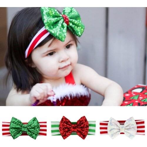 Kids bling headband christmas gift hair tie bands for girl accessories elastic bows opaska do wlosow cute head kawaii tiara