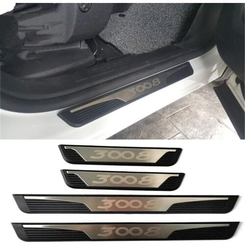 For PEUGEOT 3008 2017-2019 Stainless Door Sills Kick Plates Protector Car Styling Accessories 4pcs