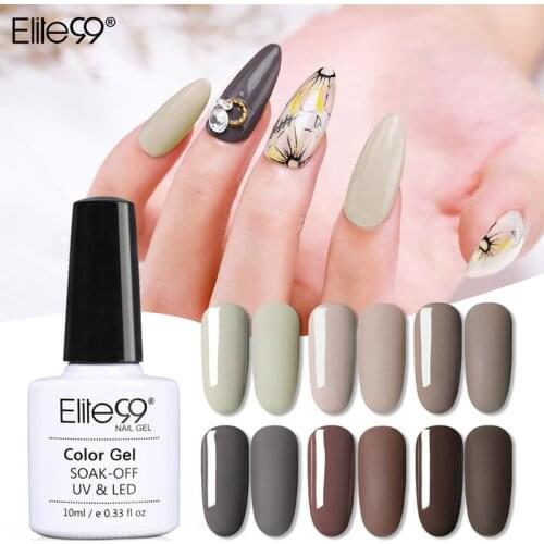 Elite99 10ml Macchiato Color Nail Art Gel Polish Top Base Coat Needed Soak Off LED UV Gel Nail Polish Semi Permanent Gel Varnish