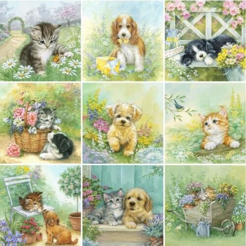 Evershine 5D DIY Diamond Embroidery Cat Full Square Round Diamond Painting Dog Animal Hobbies And Crafts Home Decorations