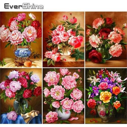 EverShine 5D DIY Diamond Painting Rose Mosaic Diamond Embroidery Flower Picture Of Rhinestones Cross Stitch Handmade Hobby