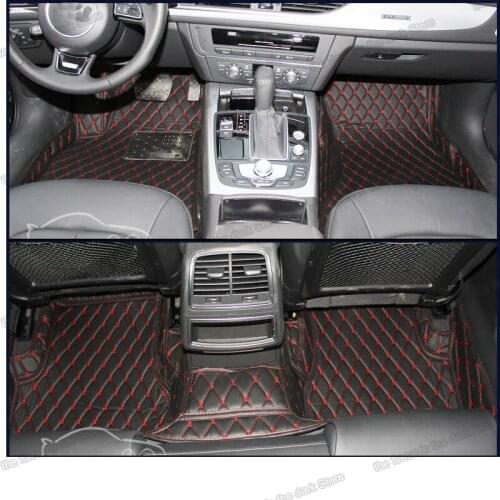 Leather car floor mats for audi a6 2017 2016 2015 2014 2013 2012 2011 rug carpet accessories interior non-slip avant c7 4g