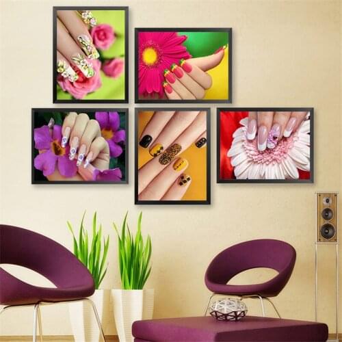 Beautiful nails manicure art canvas painting print poster, manicure makeup poster modern home wall picture nail shop decoration