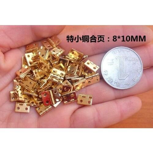 Hardware accessories Mini nail with small copper small hinge flat hinge 4 hole small hinge 8MM*10MM For Wooden gift box