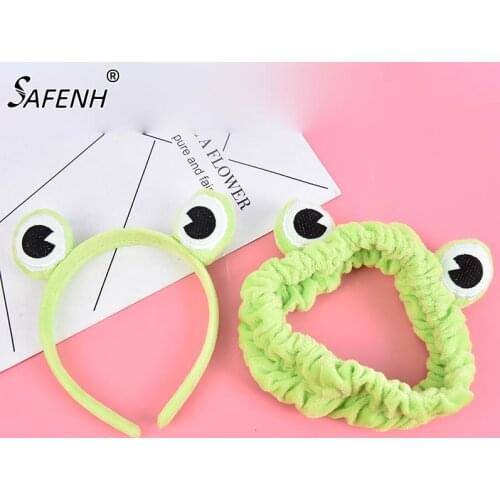 Cute Girls Hair Bands Women Hair Accessories Hairband Funny Frog Makeup Headband Wide-brimmed Elastic Hairbands