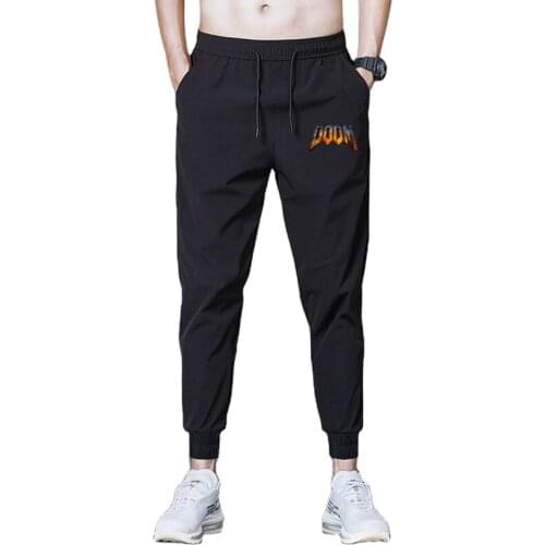 Men Casual Doom Eternal Anime print Loose Sport Pants Tie Feet Long Pants Men Elastic Waist Quick Dry Sweatpants Trousers
