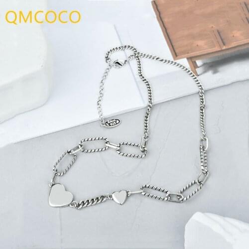 2021 New Style 925 Silver Necklace Ladies Heart Shape Chain Necklace Fashion Woman Party Jewelry Round Necklace
