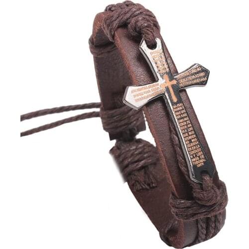 Pc Unisex Fashion Crossing Bracelet Jewelry Gift Luck Jewelry Leather Material Sizse Adjustable 1