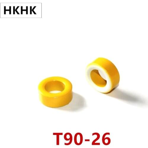 5-100pcs ron powder cores T90-26 OD*ID*HT 23*13.5*10mm 70nH/N2 75ue Iron dust core Ferrite Toroid Core toroidal yellow white A