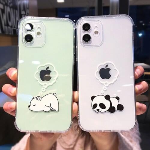 Cute Bear Pattern Transparent Phone Case For iPhone 12 Pro 11 12 Pro Max XR X XS Max 7 8 Plus Lovely Panda Soft TPU Cover Conque