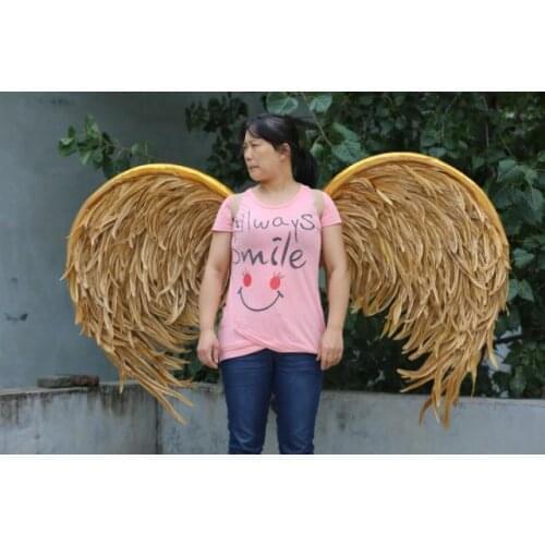 Luxury Gold adult angel wing catwalk underwear show props festival Angel Feather wing cosplay costume party supply