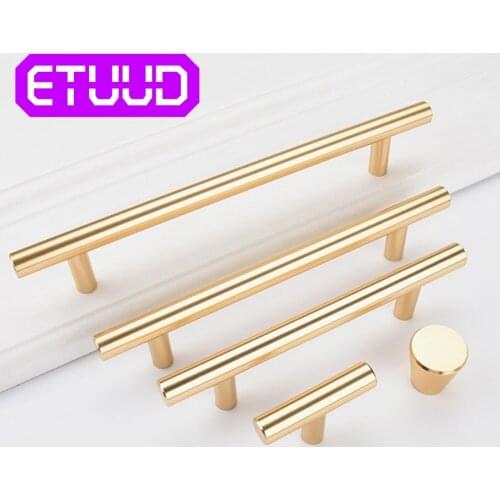Black Gold T Bar Cupboard Handles Knobs Aluminium Alloy Black Gold Kitchen Door Handles Wardrobe Pull Cabinet Handle Pull