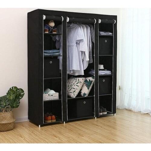 Non-woven Wardrobe Bedroom Folding Portable Light Clothing Storage Cabinet Closet Storage Furniture 150x45x175cm Muebles HWC
