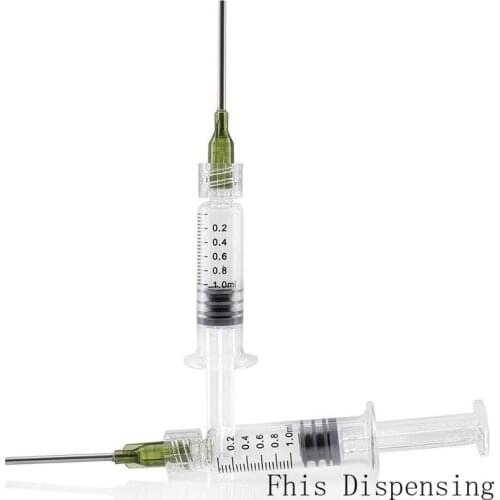 1ml Capacity Borosilicate Glass Luer Lock Syringe-, with Bonus 14GA Blunt Tip Non-Hypodermic Needles