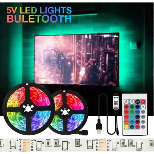 LED Strip Lights 5V RGB LED Lights Bluetooth Neon Ribbon Flexible Tape Diode IR 3Key Control USB PC TV Backlight 2835DC Ribbon