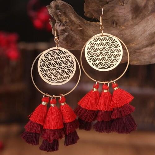 Halloween Macrame Earrings Unique Bohemian Ethnic Dainty Trendy Retro Vintage Statement Geometric Tassels Earrings