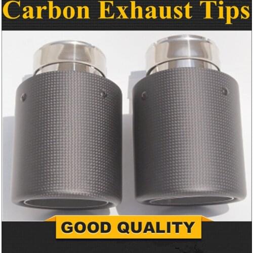 1 Pair Universal Carbon Fiber Exhaust Tips 304 Stainless Steel For Tuning Muffler Nozzles Exhaust Pipes