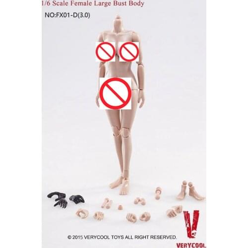 In Stock VERYCOOL 1/6th Half Rubberized Female Body 3.0 Version Of Large Breasts FX01D For Usual 12inch Doll Figures Collection