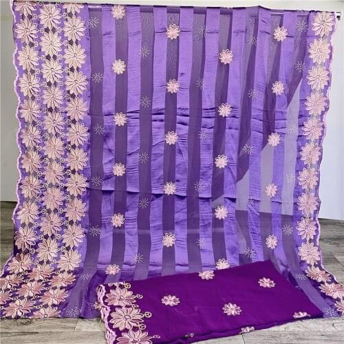 High quality silk fabric for lady dress Embroidered Satin ribbon Silk Fabric Organza For Soft Dress Sewing materials 5+2 yards