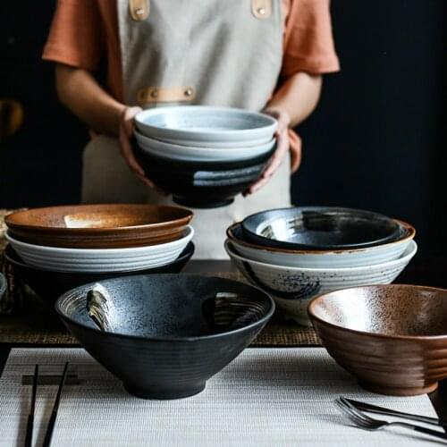 Japanese ceramic bowl household large ramen bowl restaurant bowl soup bowl creative retro noodle bowl commercial bowl