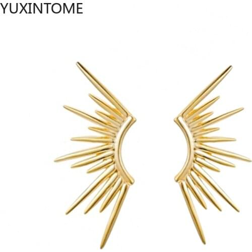 925 Sterling Silver Ear Needle Irregular Geometric Earring for Women Exaggerated Metal Stud Earrings Fashion Statement Jewelry