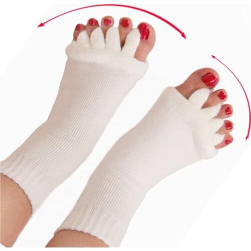 1Pair Five Toes Separators Foot Sock Hallux Valgus Corrector Bunion Adjuster Foot Care Alignment Straightener Socks