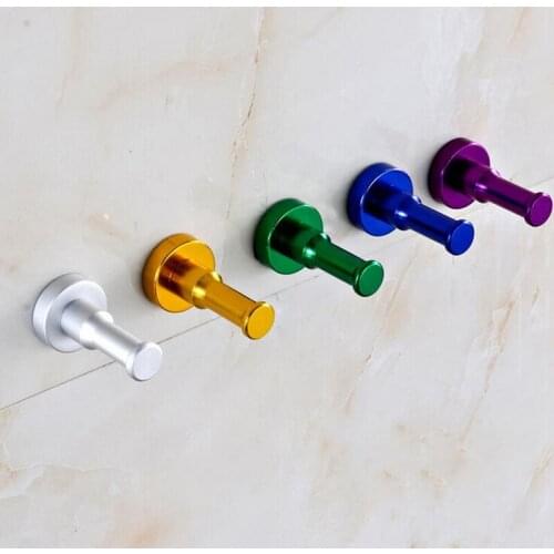 1pc Space Aluminum Towel Wall Hook Nail Bathroom Kitchen Clothes Key Hat Rack Bag Hanger Holder 6 Colors QB976672