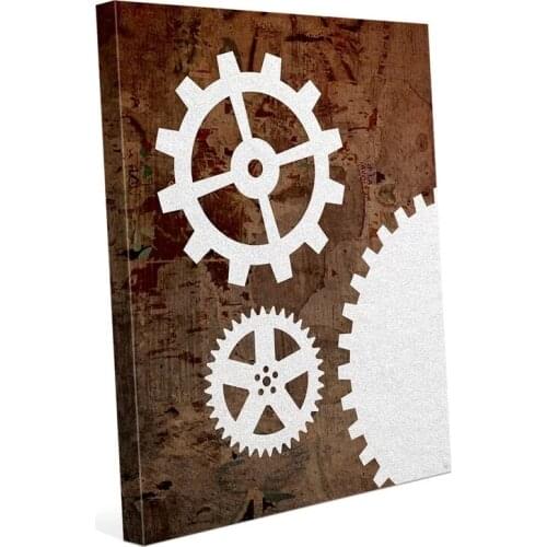 1 Pcs Wall Art Home Decor Canvas White Machines Gears Print Painting Modern Poster Living Room Modular Pictures Frame Artwork