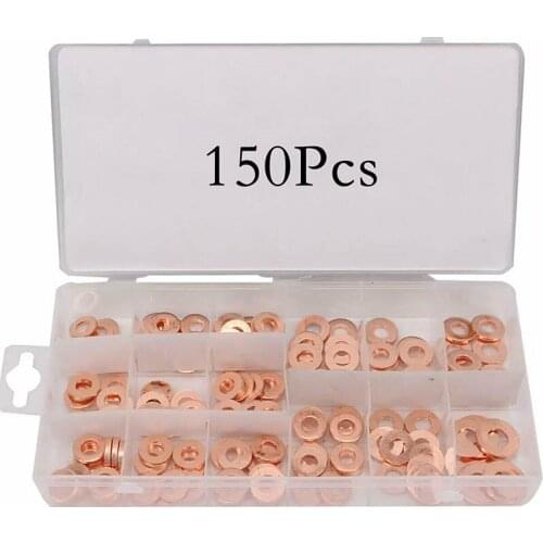 150Pcs Copper Sealing Solid Gasket Washer Sump Plug Oil For Boat Crush Flat Seal Ring Tool Hardware Accessories