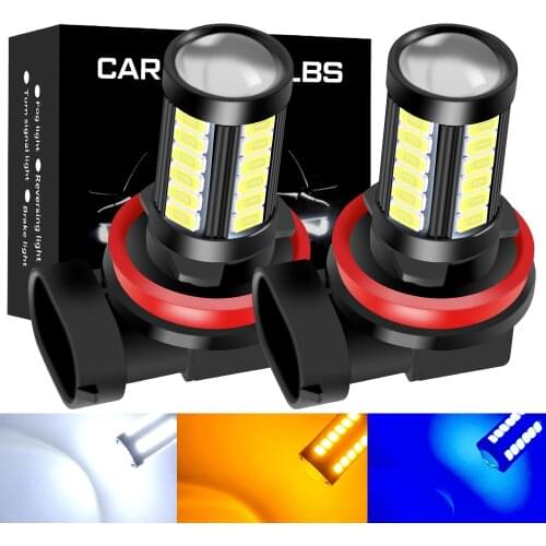 2x Led Fog Lights H11 H8 H16 JP/EU HB4 HB3 9006 9005 P13W 5730 33SMD 1500LM 6000K 12V White Auto LED Fog Lamps 12v Ice Blue Red