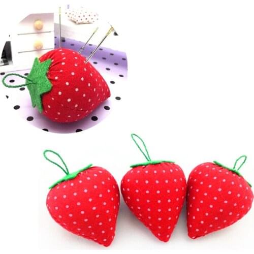 3 PCs Fabric Sewing Tools Flower Red Strawberry Pattern Sewing Kit Home Craft Pin Cushion Needle Holder Sewing Helpful Tools