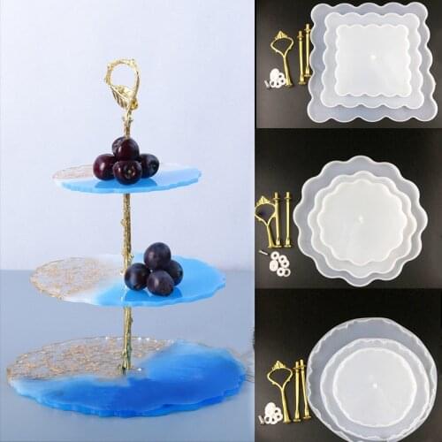 3 Tier Cake Stand Fruit Dish Coaster Silicone Resin Mold Resin Casting Agate Epoxy Craft DIY tool Tray Kit for Table Decoration