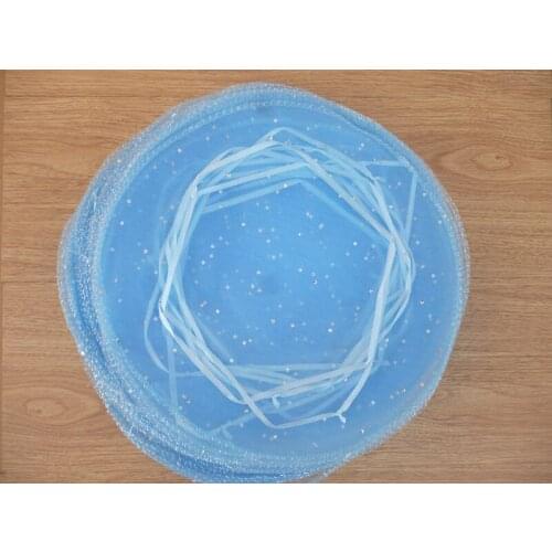 35cm 50pcs Sky Blue Candy Bags For Wedding Round Christmas Organza Bags Gift Packaging Bags Women Drawstring Package Display