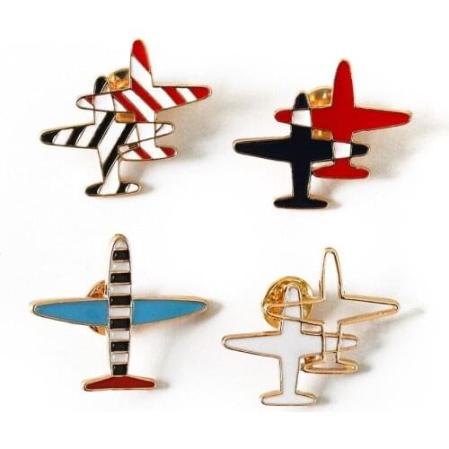 4 Kinds Metallic Double Air Plane Cute Brooches for Women