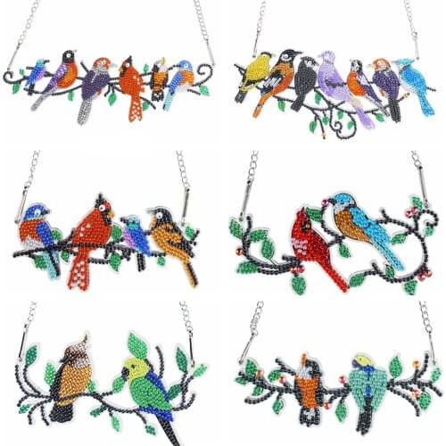 5D DIY Diamond Painting Muitcolor Birds Hanging Ornaments Special Shaped Drill Home Window Pendant For Door Home Wall Decoration
