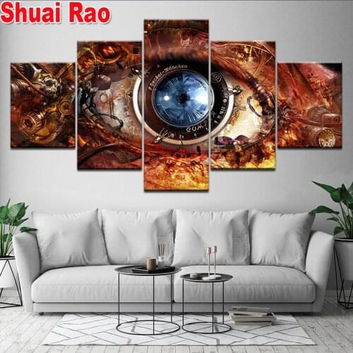 5d DIY Diamond Painting 5 Pieces Steampunk Abstract Eyes 3D Square round Drill Diamond Embroidery Kit Full Diamond Mosaic Icon
