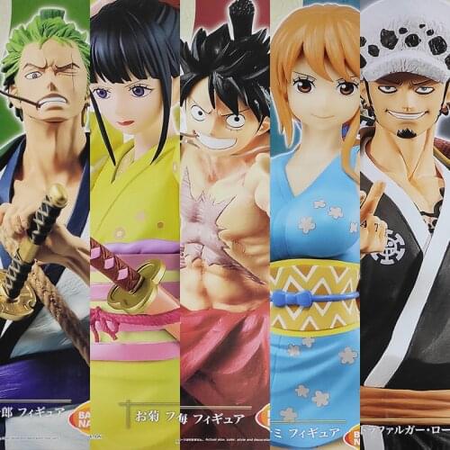 Bandai Genuine ONE PIECE Monkey D. Luffy Trafalgar Law Roronoa Zoro Kozuki Hiyori Action Figure Model Toys