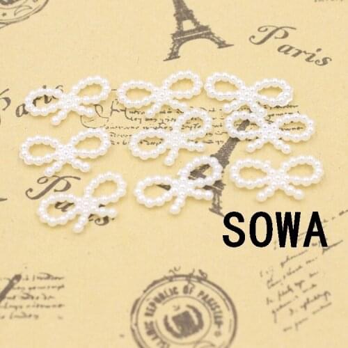 Free Shipping 100pcs/lot Size 19*11mm Ivory Color Bow Shape Craft Imitation Pearl Beads For DIY Decoration
