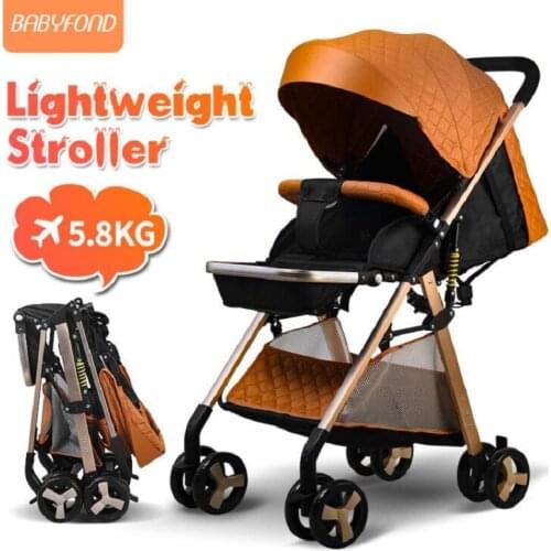 Fast shipping! lightweight high landscape baby stroller one hand folding baby stroller can be on plane