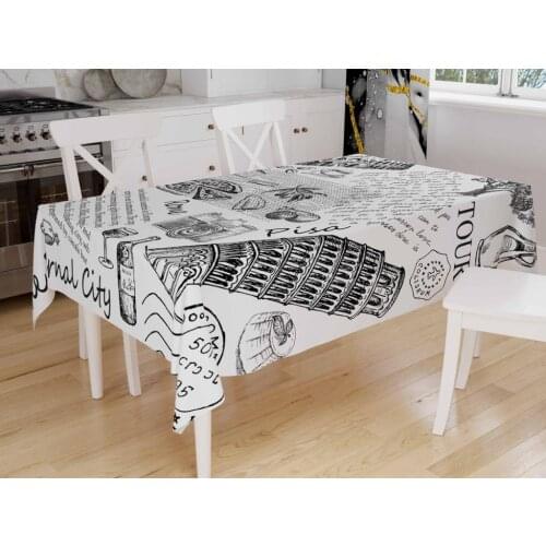 Çeyizdiyarı Digital Print Eifel Table Cloth White