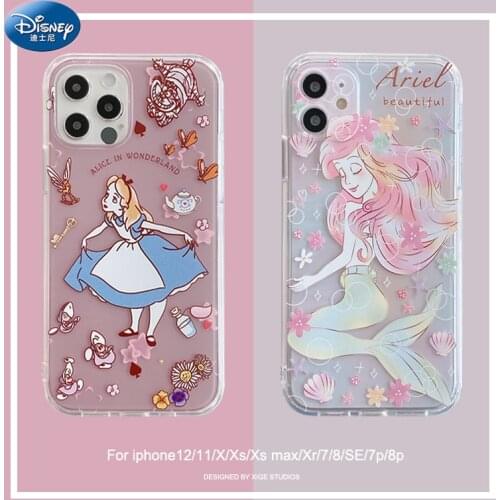Disney certified mermaid princess phone case for 7/8/x/xs/xr/xsmax/11/12 princess Alice phone cover zz0715-6