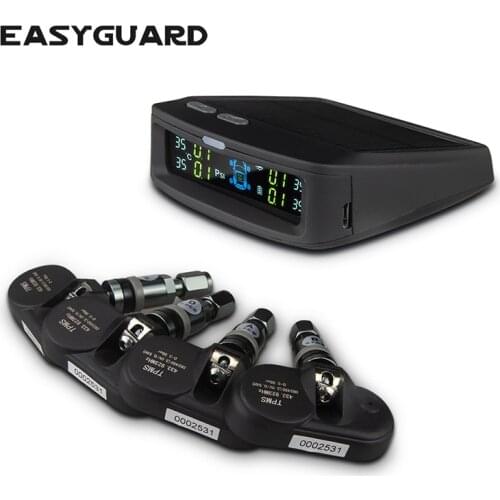EASYGUARD car TPMS with Solar Panel Display 4 TPMS Sensor PSI or BAR 0-3.5Bar/PSI DC12V (Internal Sensor T187N)