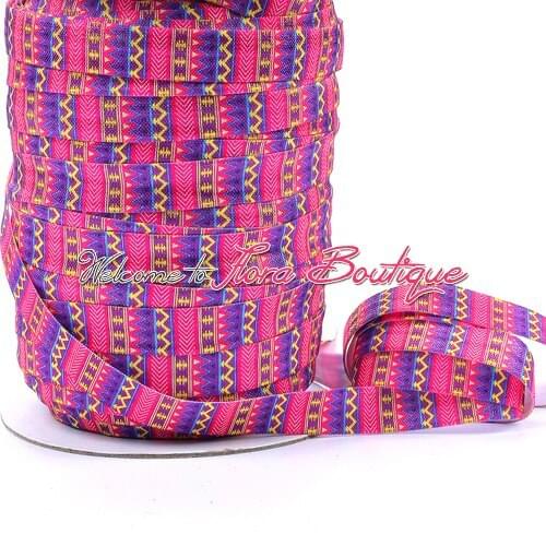 FLRA Elastic5/8" fold over elastic AZTEC designed printing elastic ribbon