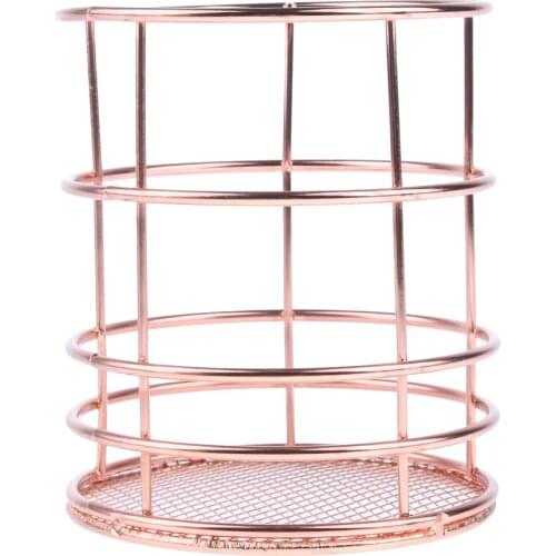 Elegant Rose Gold Wire Mesh Pen Pot Pencil Holder / Metal Makeup Brush Holder / Multifunctional
