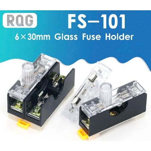 FS-101 Din Rail Mount Single Pole 6X30mm Fuse Holder Glass fuse tube fuse casing