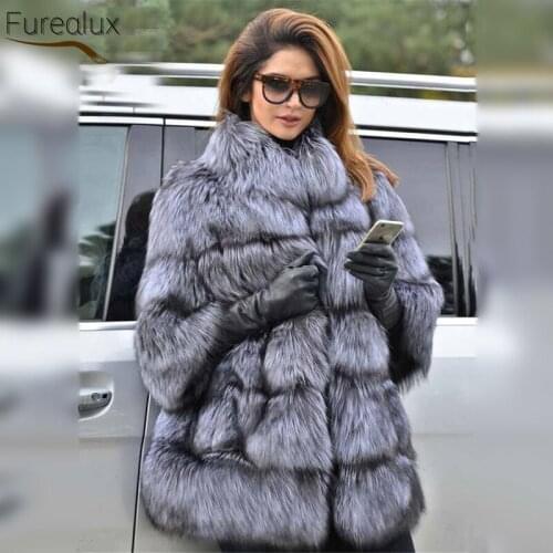 Furealux Silver Fox Fur Coats
