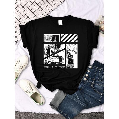 Anime My Hero Academia Todoroki Shoto Printed T-Shirts Women Plus Size Tops Females Japanese Manga Graphic Loose Harajukua Tees