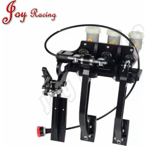 Racing Master cylinder pump Hydraulic Clutch Bias Hang Mounted 3-pedal Aluminum Brake Pedal Box kit with tanks adjuster cable